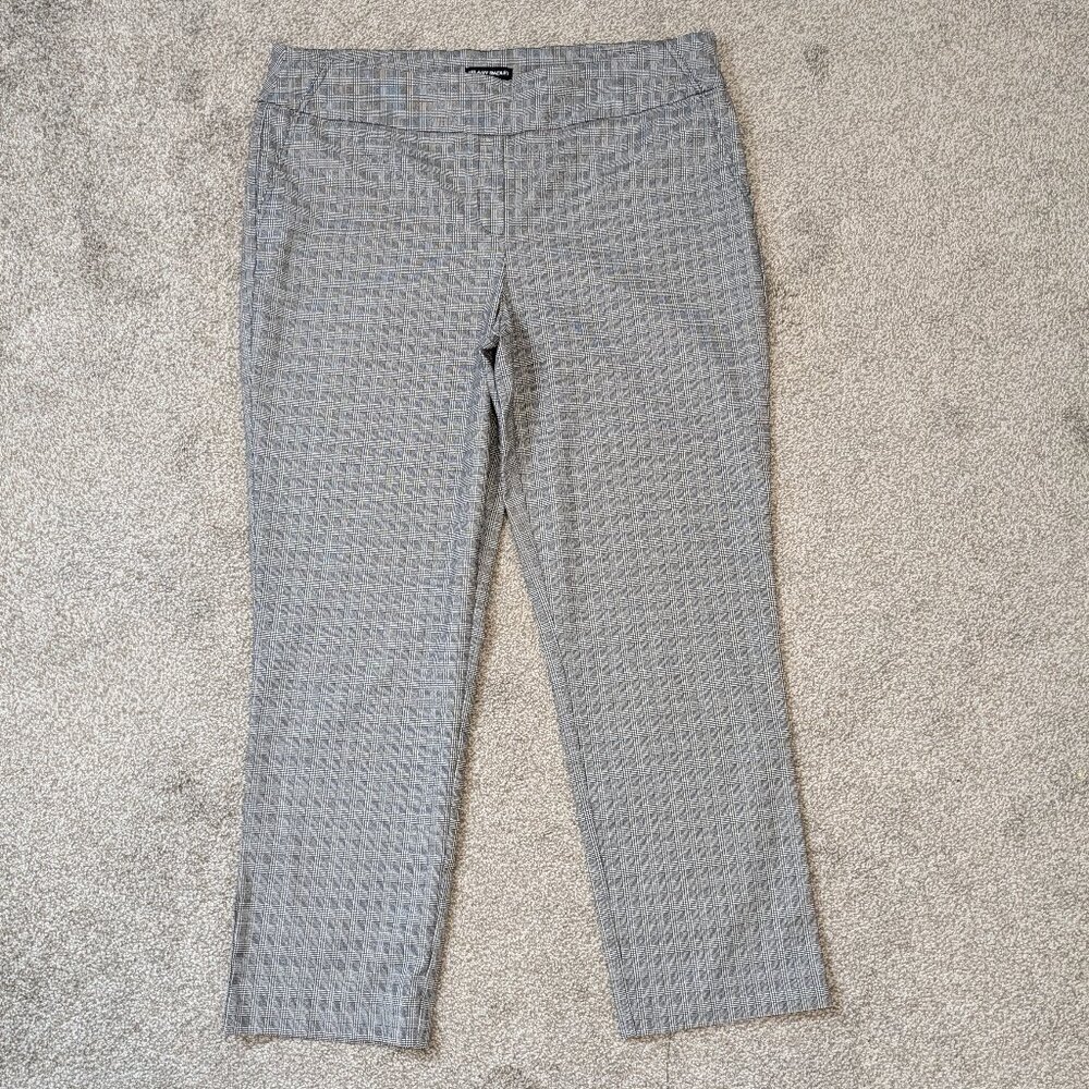 HILARY RADLEY Black Herringbone Plaid Stretchy Pull-On High Rise Pants; Size XXL